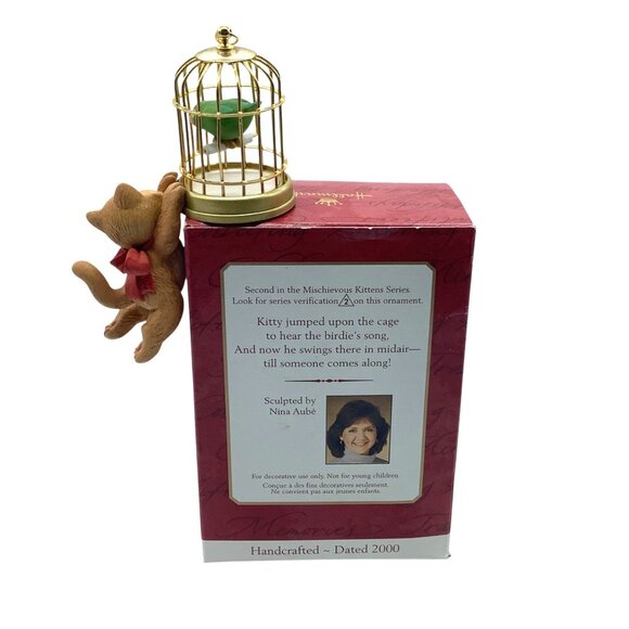 Vtg Hallmark 2000 Keepsake Ornament Mischievous Kittens Collectors Cat Birdcage - Picture 3 of 7